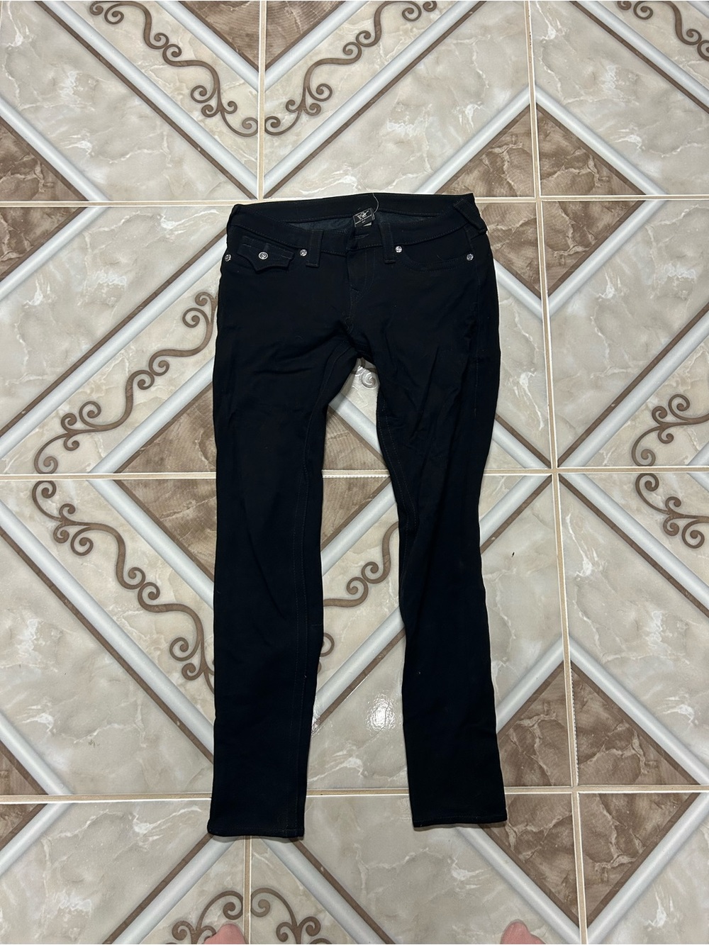 Black Slim Straight Jeans - true religion